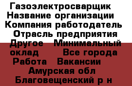 Газоэлектросварщик › Название организации ­ Компания-работодатель › Отрасль предприятия ­ Другое › Минимальный оклад ­ 1 - Все города Работа » Вакансии   . Амурская обл.,Благовещенский р-н